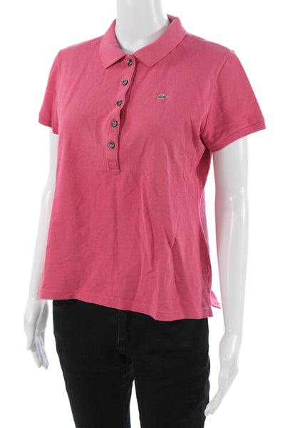Lacoste Womens Basic Pink Collared Polo Short Sleeve Size S