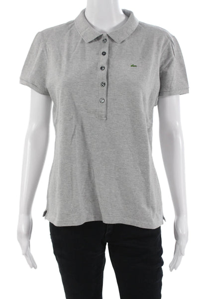 Lacoste Womens Basic Polo Short Sleeve Collared Gray Size 46