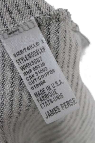 Standard James Perse Women Gray Striped Jersey Round Neck 3/4 Sleeve Tee Size 2