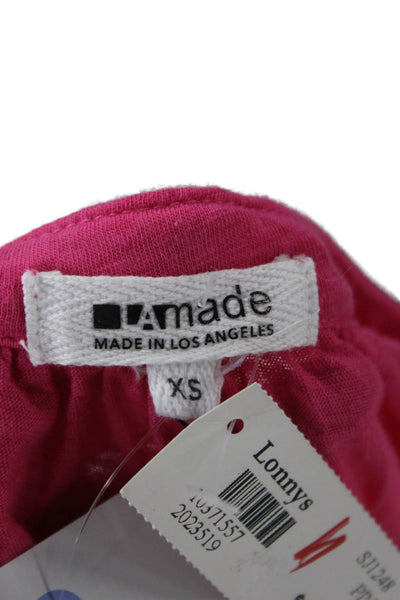LA Made Women Basic V-Neck 3/4 Sleeve Pink Blouse Bohemian Size XS
