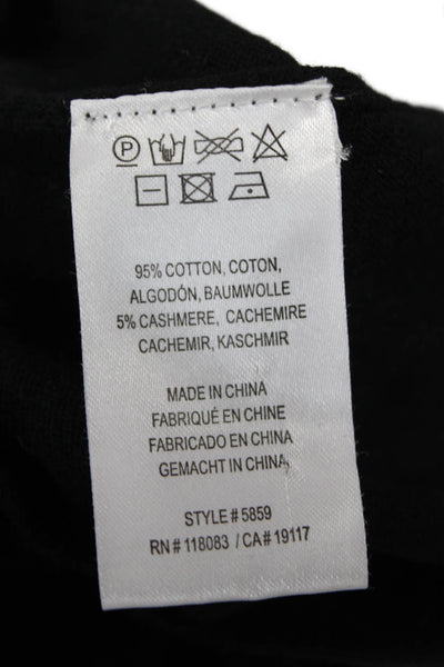 Minnie Rose Women Basic Sleeveless V-Neck T-Shirt Black Cotton Cashmere Size M