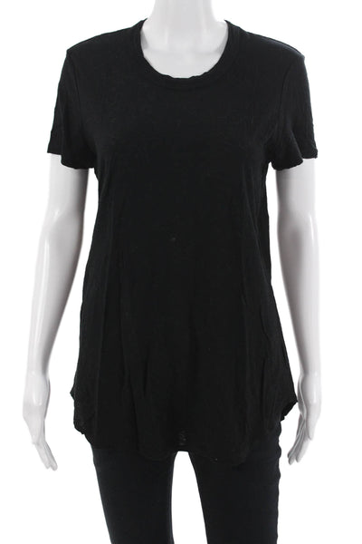 Standard James Perse Womens Black Silk Metallic Tunic Tee Short Sleeve Size 4
