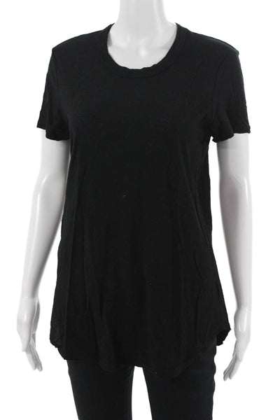 Standard James Perse Womens Black Silk Metallic Tunic Tee Short Sleeve Size 4