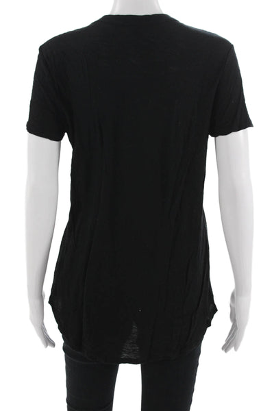 Standard James Perse Womens Black Silk Metallic Tunic Tee Short Sleeve Size 4
