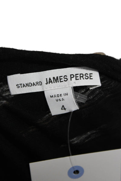 Standard James Perse Womens Black Silk Metallic Tunic Tee Short Sleeve Size 4