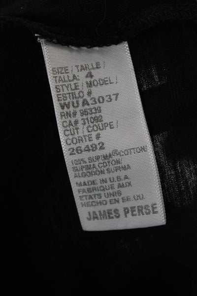 Standard James Perse Womens Black Silk Metallic Tunic Tee Short Sleeve Size 4