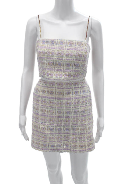 House of Harlow 1960 Women Mini Shift Jacket Purple Check Size 4