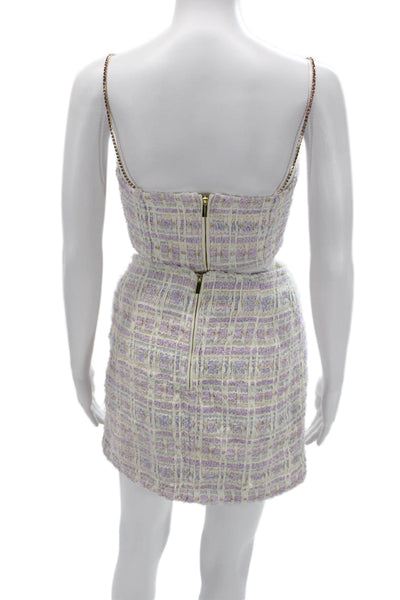 House of Harlow 1960 Women Mini Shift Jacket Purple Check Size 4