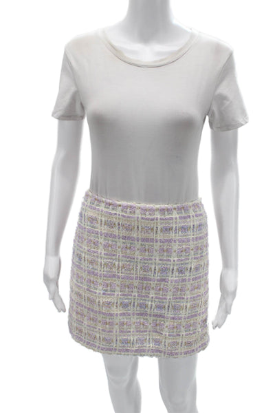 House of Harlow 1960 Women Mini Shift Jacket Purple Check Size 4