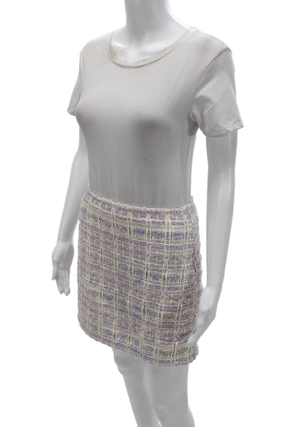 House of Harlow 1960 Women Mini Shift Jacket Purple Check Size 4