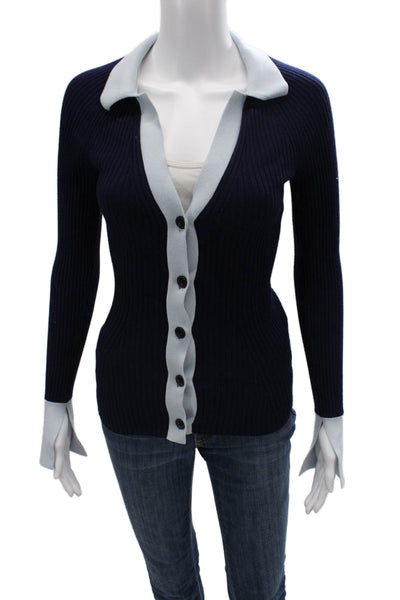 Reiss Unisex Cardigan Dark Blue Collared Button Designer Size XS