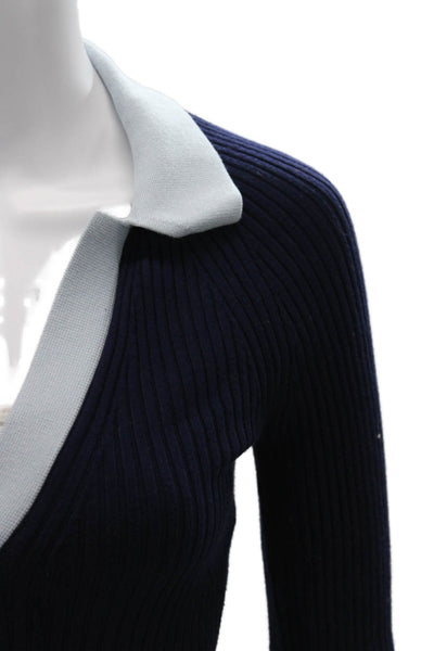 Reiss Unisex Cardigan Dark Blue Collared Button Designer Size XS