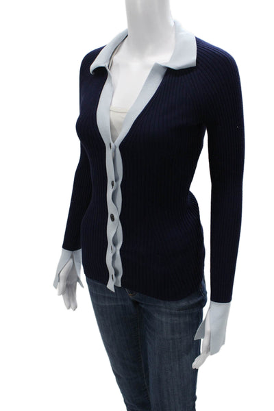 Reiss Unisex Cardigan Dark Blue Collared Button Designer Size XS