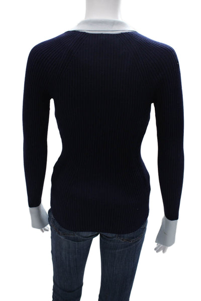 Reiss Unisex Cardigan Dark Blue Collared Button Designer Size XS