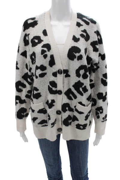Grlfrnd Unisex Cardigan Beige Leopard V-Neck Button Long Sleeve Size S