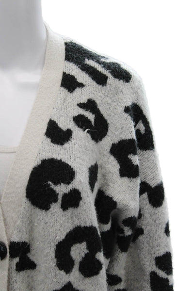 Grlfrnd Unisex Cardigan Beige Leopard V-Neck Button Long Sleeve Size S