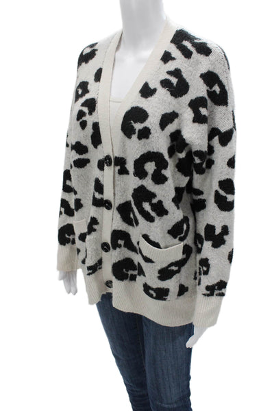 Grlfrnd Unisex Cardigan Beige Leopard V-Neck Button Long Sleeve Size S