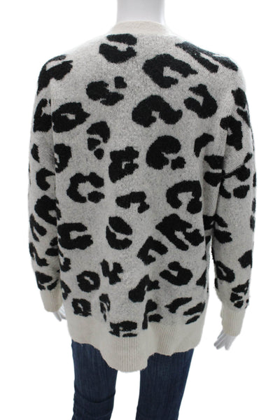 Grlfrnd Unisex Cardigan Beige Leopard V-Neck Button Long Sleeve Size S