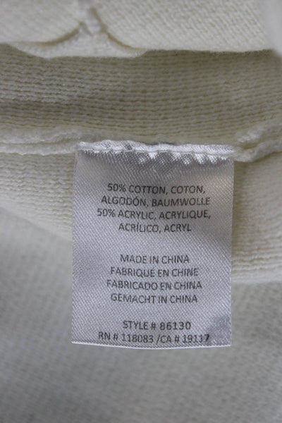 Minnie Rose Womens White V Neck Sleeveless Button Vest Cotton Acrylic Size M