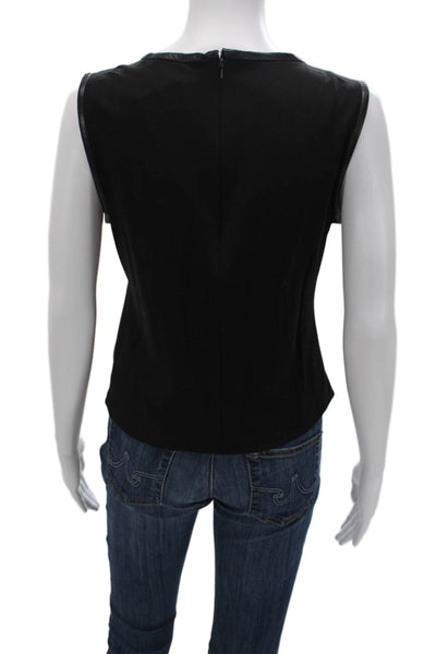 LaMarque Women Sleeveless V-Neck Biker Tank Black Zip Size M