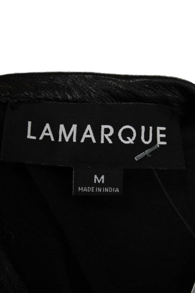 LaMarque Women Sleeveless V-Neck Biker Tank Black Zip Size M