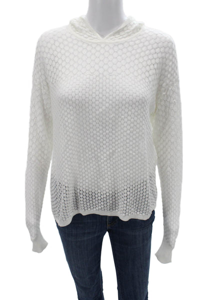 Cotton By Autumn Cashmere Women Pullover Hoodie White Cotton Longsleeve Size S
