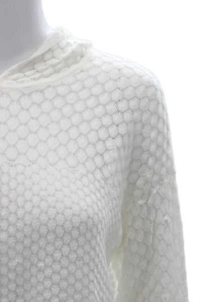 Cotton By Autumn Cashmere Women Pullover Hoodie White Cotton Longsleeve Size S