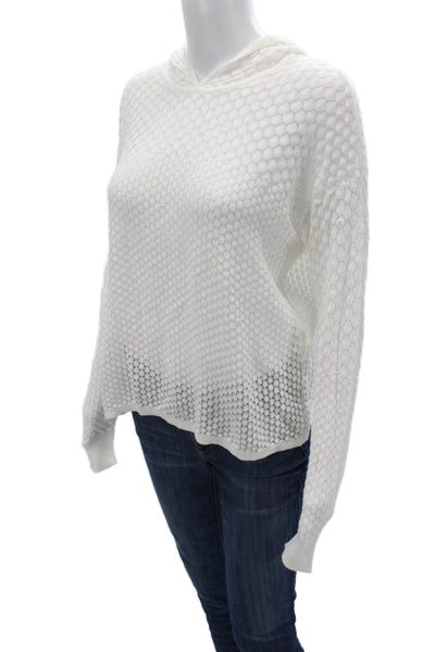 Cotton By Autumn Cashmere Women Pullover Hoodie White Cotton Longsleeve Size S