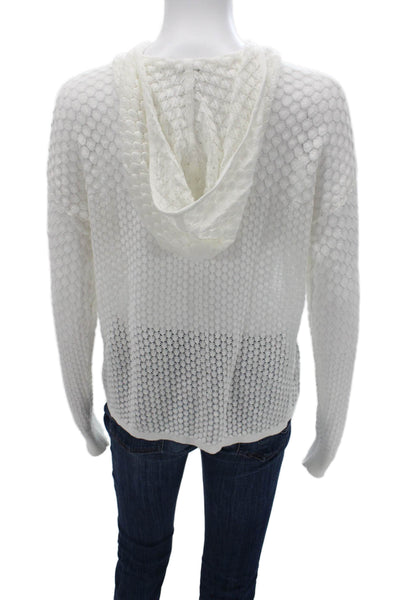 Cotton By Autumn Cashmere Women Pullover Hoodie White Cotton Longsleeve Size S