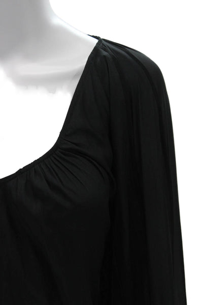 Ramy Brook Women Black V-Neck Long Sleeve Polyester Blouse Size XS