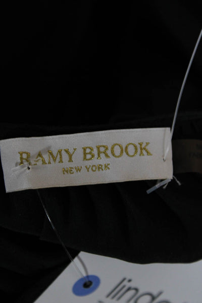 Ramy Brook Women Black V-Neck Long Sleeve Polyester Blouse Size XS