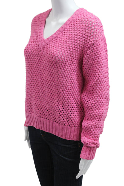 GiGi Unisex Pullover Sweater V-Neck Silk Long Sleeve Pink Size M