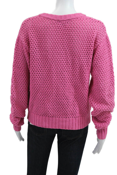 GiGi Unisex Pullover Sweater V-Neck Silk Long Sleeve Pink Size M