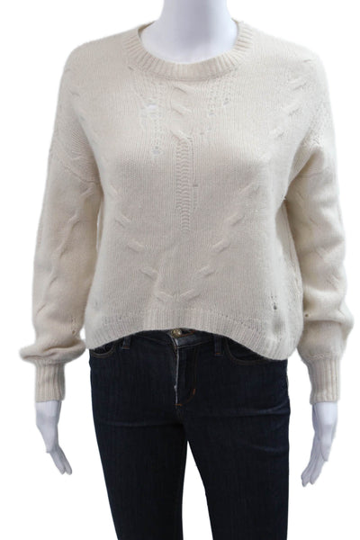 360 Cashmere Unisex Pullover Sweater Beige 100% Cashmere Crew Neck Size XS