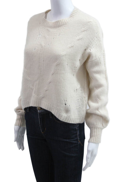 360 Cashmere Unisex Pullover Sweater Beige 100% Cashmere Crew Neck Size XS