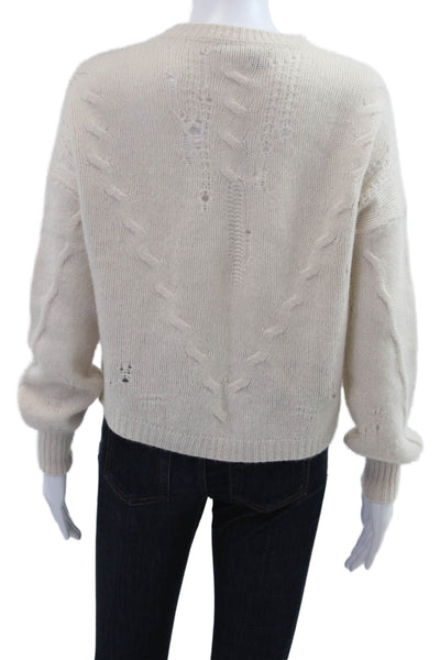 360 Cashmere Unisex Pullover Sweater Beige 100% Cashmere Crew Neck Size XS