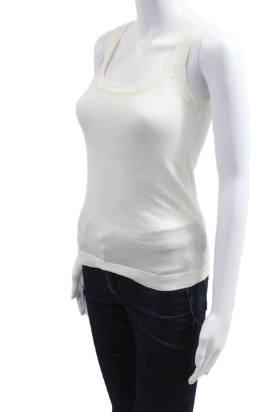 Ellen Tracy Women White Square Neck Tank Viscose Cashmere Size XS