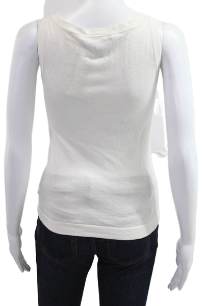 Ellen Tracy Women White Square Neck Tank Viscose Cashmere Size XS