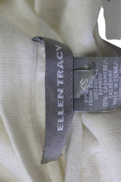 Ellen Tracy Women White Square Neck Tank Viscose Cashmere Size XS