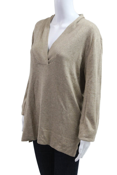 Soft Surroundings Unisex Pullover Beige V-Neck Silk Cashmere Long Sleeve Size M