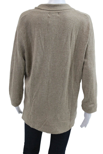 Soft Surroundings Unisex Pullover Beige V-Neck Silk Cashmere Long Sleeve Size M