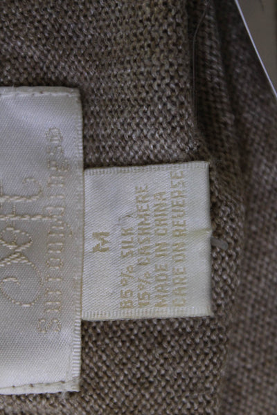 Soft Surroundings Unisex Pullover Beige V-Neck Silk Cashmere Long Sleeve Size M