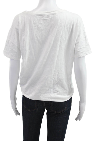 Eileen Fisher Women Basic White T-Shirt Short Sleeve Round Neck Size 2XS