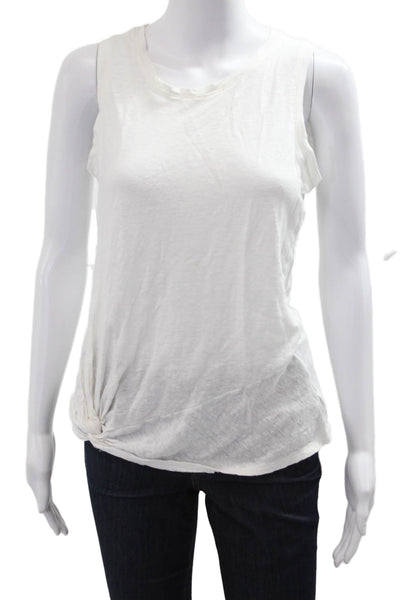 Athleta Women Basic Sleeveless Tank White Round Neck Viscose Cashmere Size S