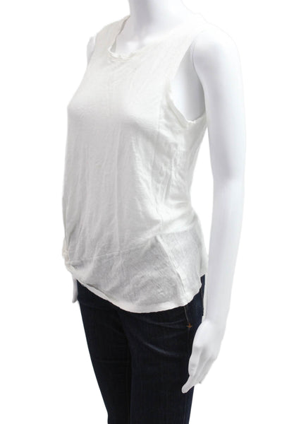 Athleta Women Basic Sleeveless Tank White Round Neck Viscose Cashmere Size S