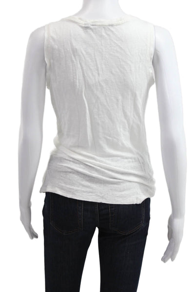 Athleta Women Basic Sleeveless Tank White Round Neck Viscose Cashmere Size S