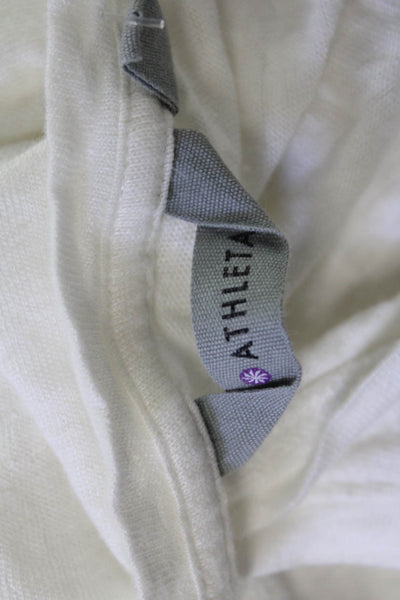 Athleta Women Basic Sleeveless Tank White Round Neck Viscose Cashmere Size S