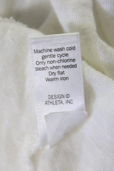 Athleta Women Basic Sleeveless Tank White Round Neck Viscose Cashmere Size S
