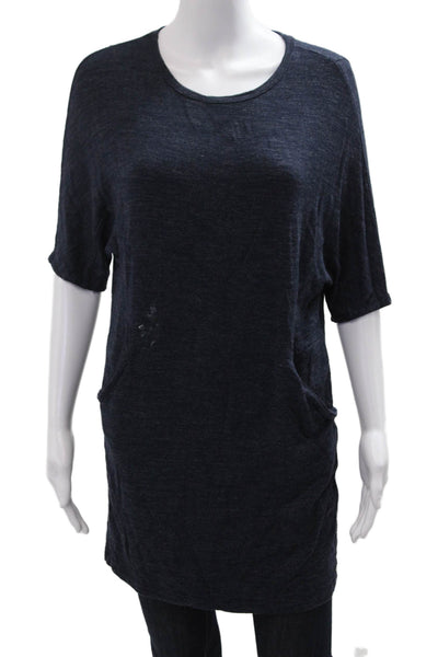 Lou & Grey Womens Basic Tunic Dark Blue Short Sleeve Rayon Spandex Size XS