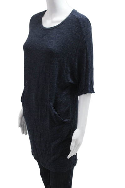 Lou & Grey Womens Basic Tunic Dark Blue Short Sleeve Rayon Spandex Size XS
